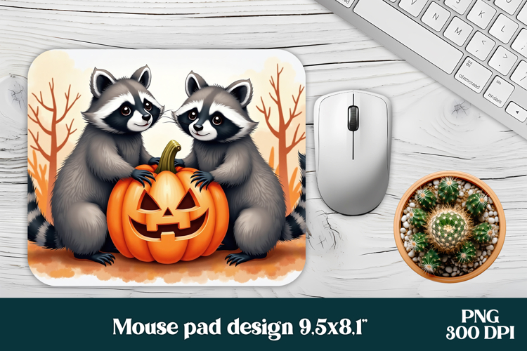 Halloween raccoon mouse pad PNG | Halloween mousepad PNG
