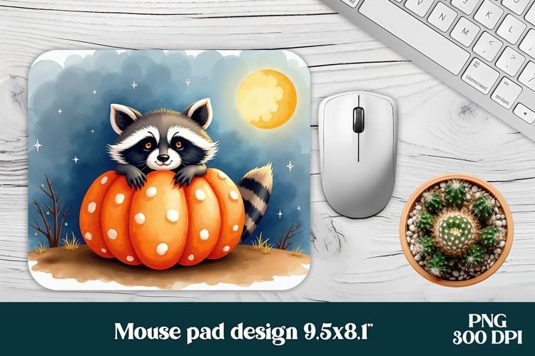 Halloween raccoon mouse pad PNG | Halloween mousepad PNG