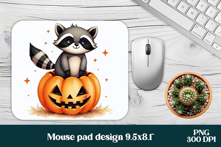 Halloween raccoon mouse pad PNG | Halloween mousepad PNG