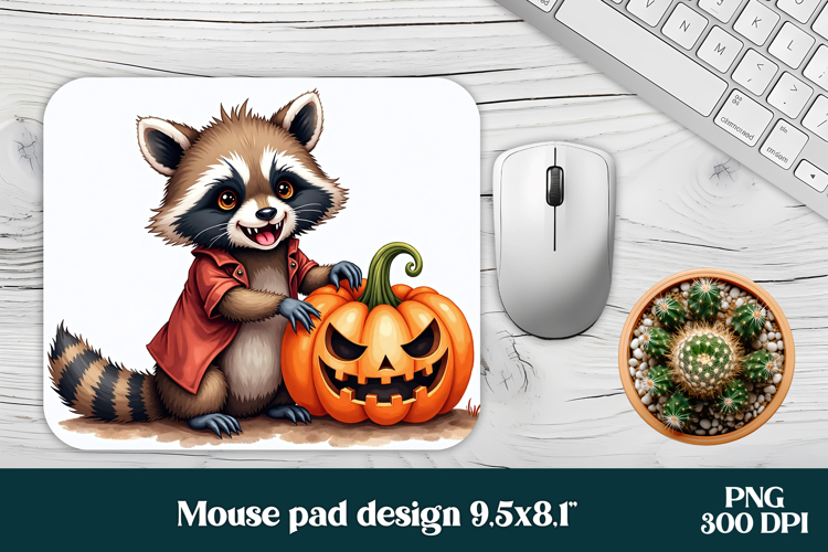 Halloween raccoon mouse pad PNG | Halloween mousepad PNG