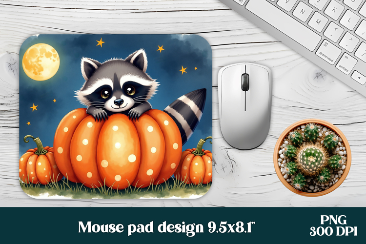 Halloween raccoon mouse pad PNG | Halloween mousepad PNG