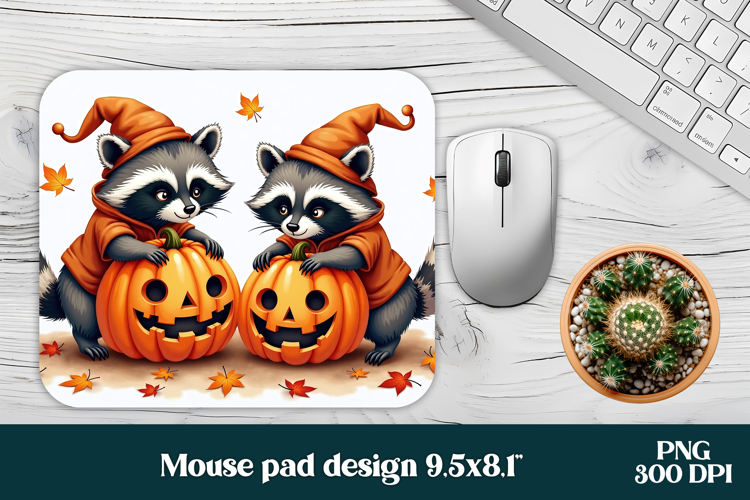 Halloween raccoon mouse pad PNG | Halloween mousepad PNG