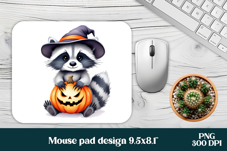 Halloween raccoon mouse pad PNG | Halloween mousepad PNG