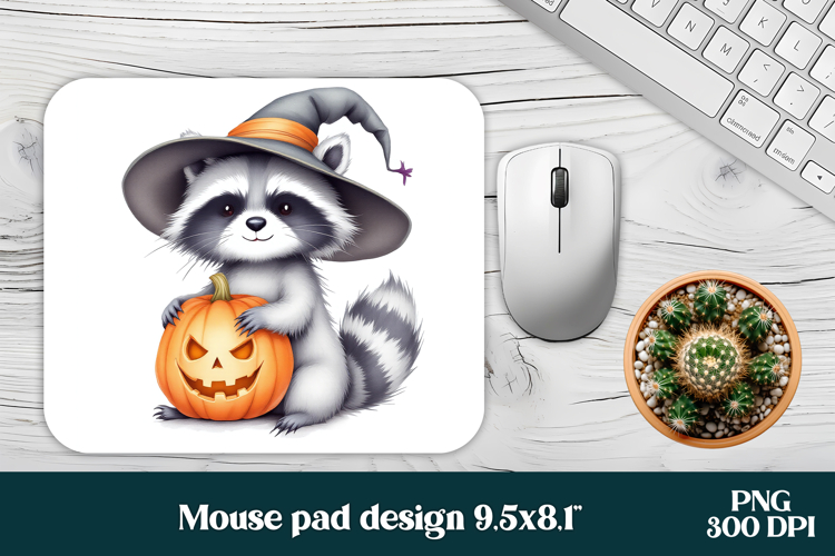 Halloween raccoon mouse pad PNG | Halloween mousepad PNG