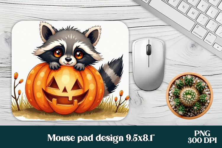 Halloween raccoon mouse pad PNG | Halloween mousepad PNG