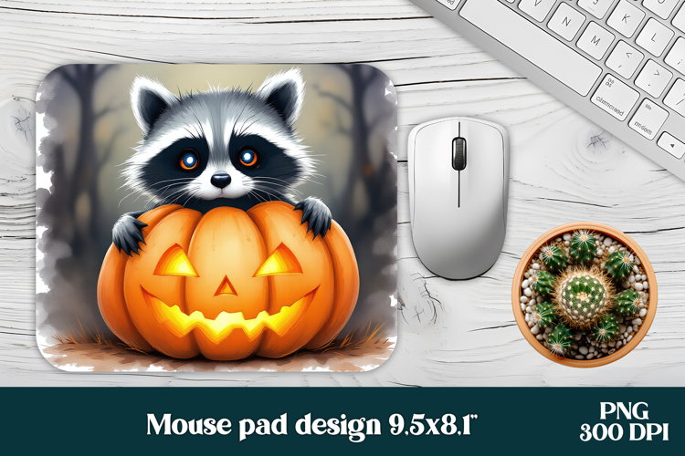 Halloween raccoon mouse pad PNG | Halloween mousepad PNG