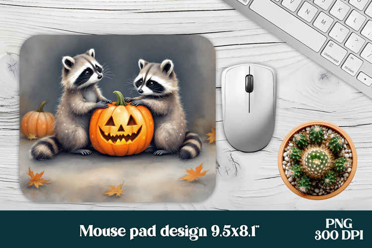 Halloween raccoon mouse pad PNG | Halloween mousepad PNG