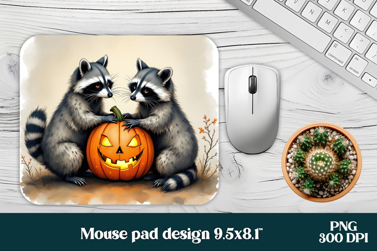 Halloween raccoon mouse pad PNG | Halloween mousepad PNG
