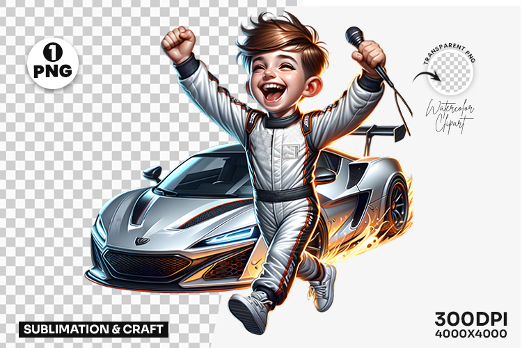 Race Car Driver Celebration PNG Clipart Sublimation Design