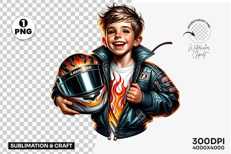 Race Driver Holding Helmet PNG Clipart Sublimation Design