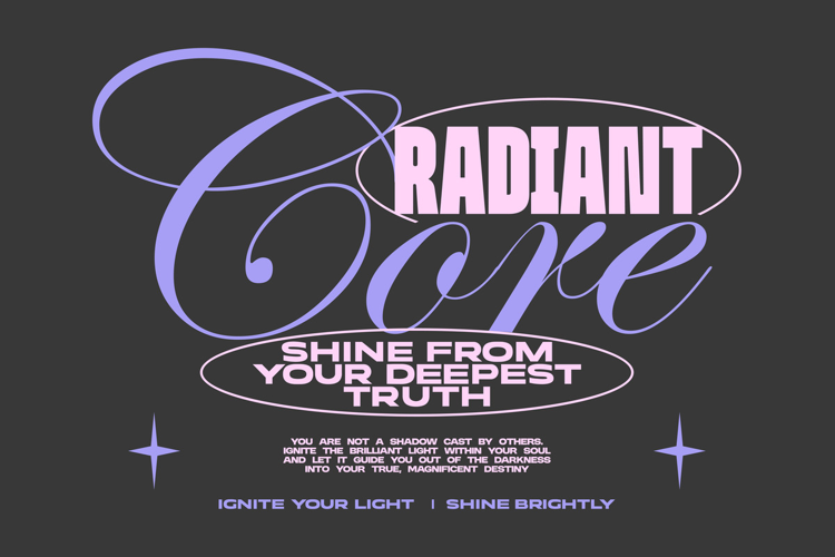 Radiant Core Aesthetic Typography Quote T shirt Design