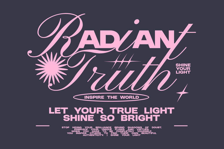 Radiant Truth Aesthetic Typography Quote T shirt Design example image 1