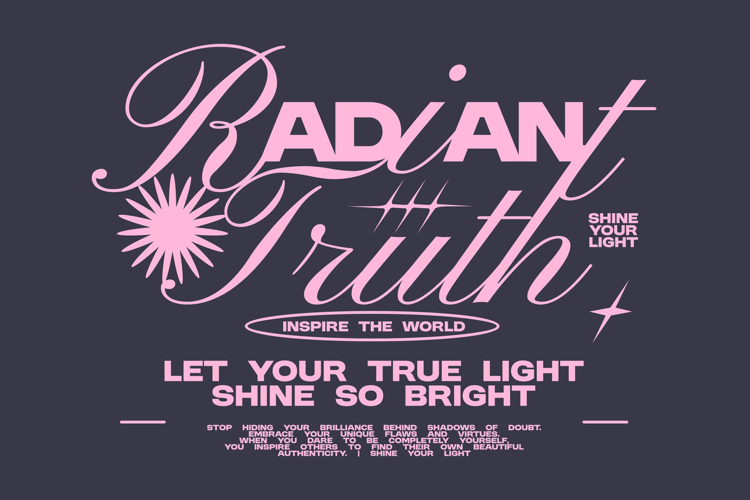 Radiant Truth Aesthetic Typography Quote T shirt Design