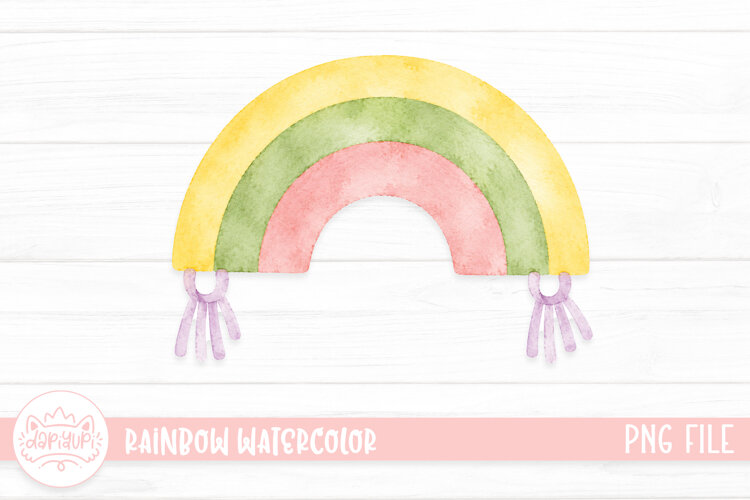 Cute Rainbow Watercolor Illustration example image 1