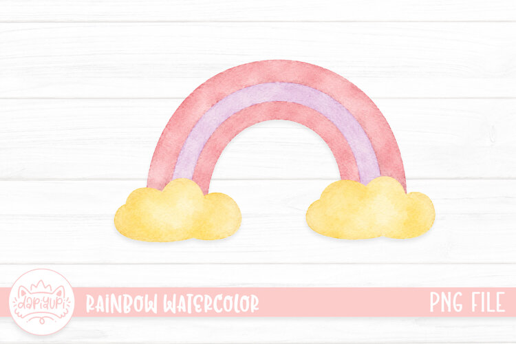 Cute Rainbow Watercolor Illustration example image 1