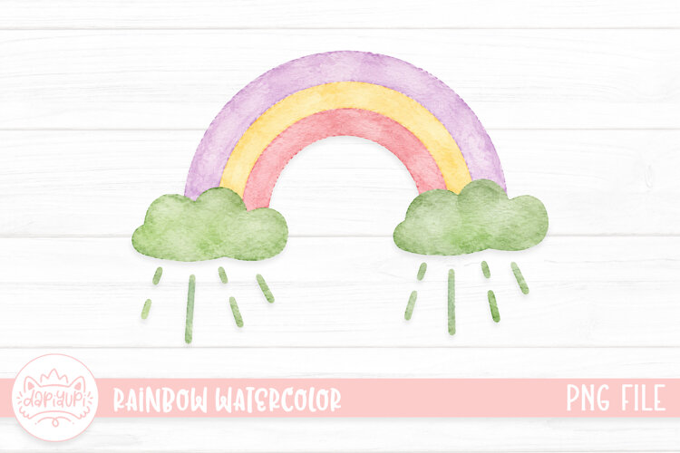 Cute Rainbow Watercolor Illustration example image 1