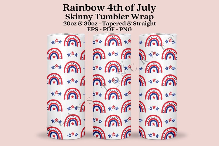 rainbow 4th of july skinny tumbler sublimation design for 20oz and 30oz skinny tumbler sublimation wrap