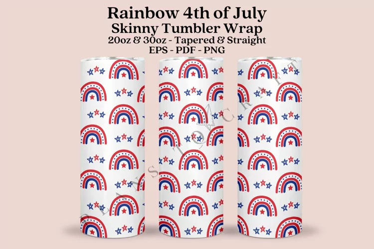 Rainbow 4th of July Skinny Tumbler Sublimation Wrap