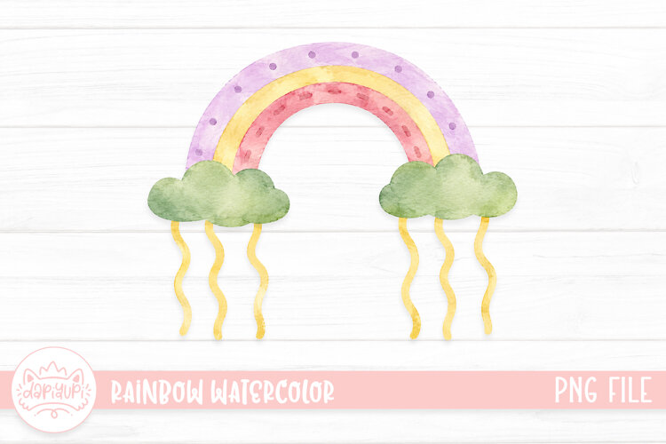 Cute Rainbow Watercolor Illustration example image 1