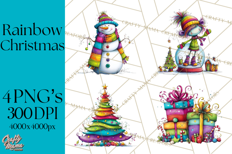 Rainbow Christmas Magic PNG Clipart, Christmas Trees Png