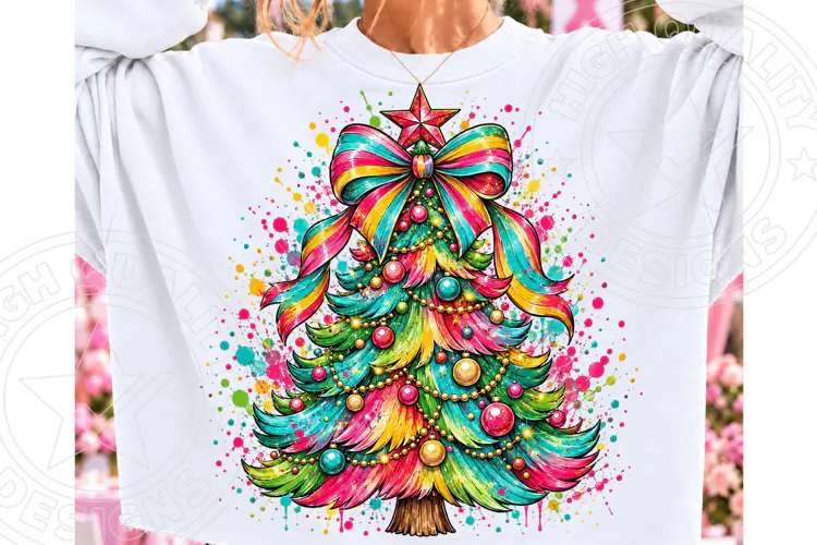 Rainbow Christmas Tree PNG Sublimation