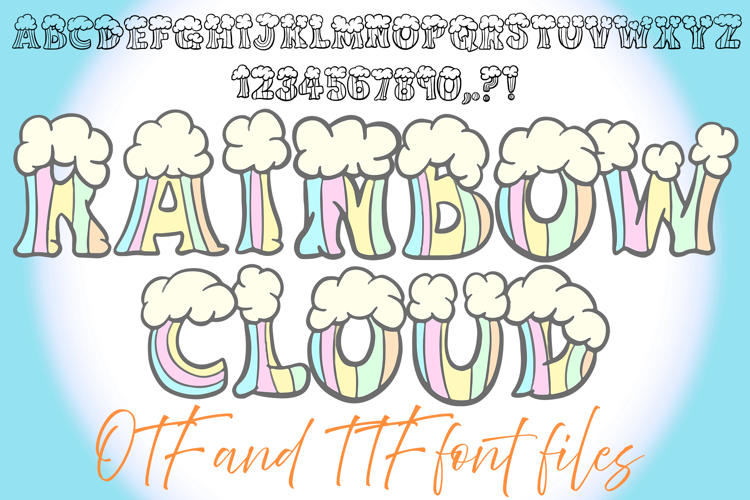 Rainbow Cloud Typeface Lettering ABC Text Font 80s OTF