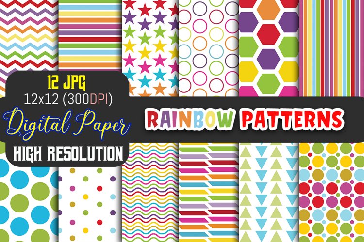 Rainbow Color Pattern | Colorful Pattern | Digital Papers example image 1