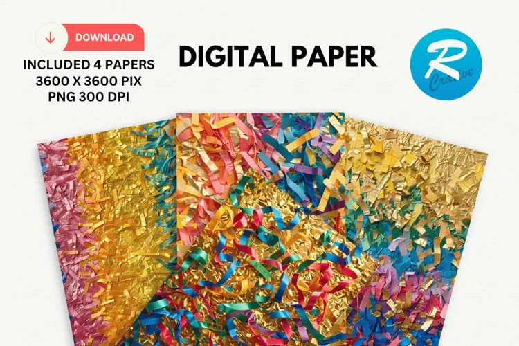 Rainbow Colored Shredded Digital Paper, Rainbow Background