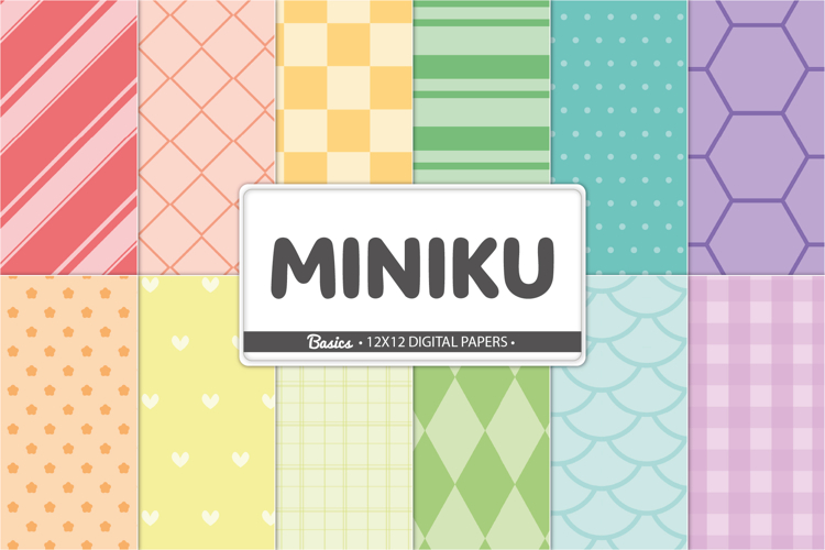 Rainbow Digital Paper Pack, 12 Pastel Patterns Backgrounds