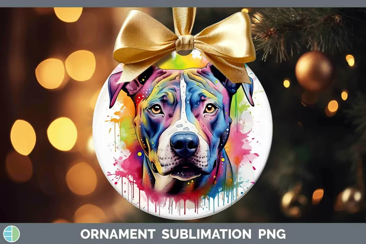 Rainbow Dog American Staffordshire Ornament Sublimation Baub