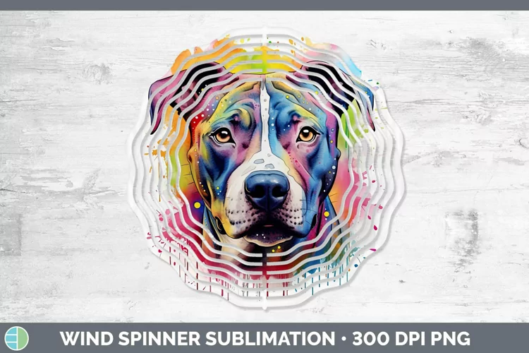 Rainbow Dog American Staffordshire Wind Spinner Sublimation