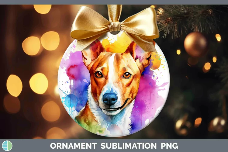 Rainbow Dog Basenji Ornament Sublimation Bauble Designs