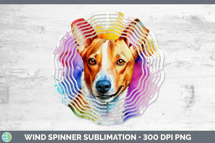 Rainbow Dog Basenji Wind Spinner Sublimation Spinner Designs