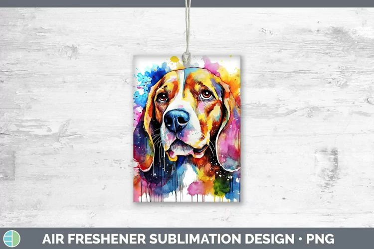 Rainbow Dog Beagle Air Freshener | Sublimation Car Freshener