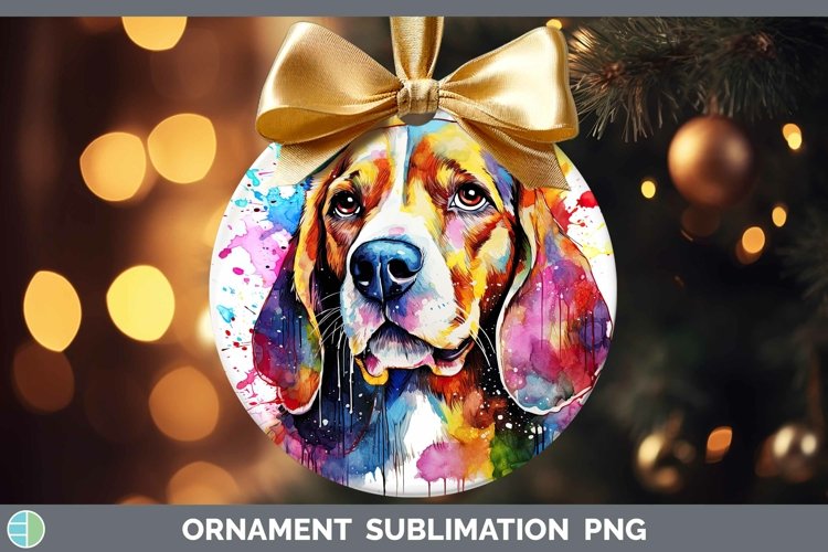 Rainbow Dog Beagle Ornament | Sublimation Bauble Designs
