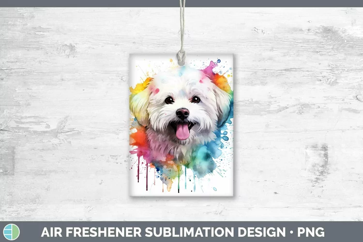 Rainbow Dog Bichon Frise Air Freshener Sublimation Car Fresh