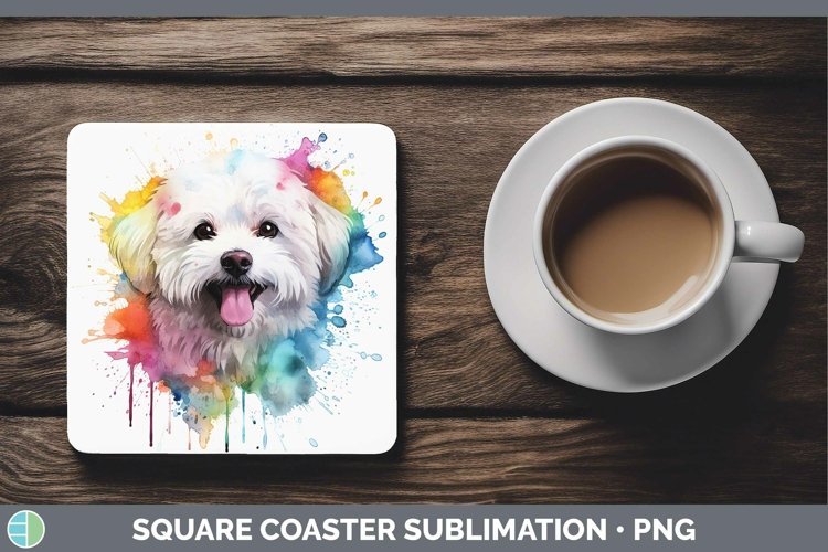 GorgeousRainbow Dog Square Coaster design.
