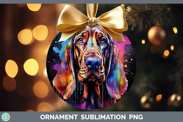 Rainbow Dog Bloodhound Ornament Sublimation Bauble Designs