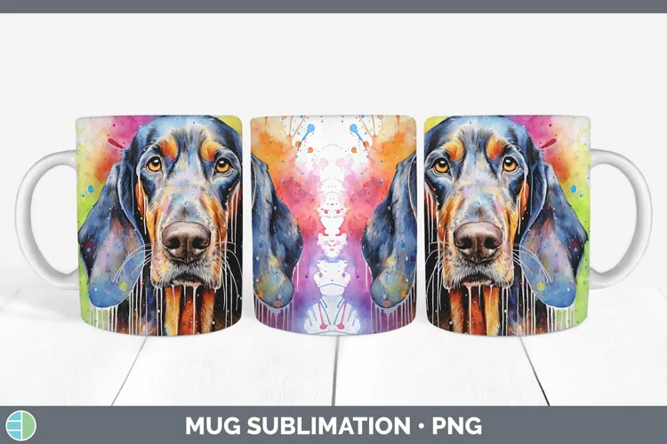 Rainbow Dog Bluetick Coonhound Mug Wrap Sublimation Coffee C