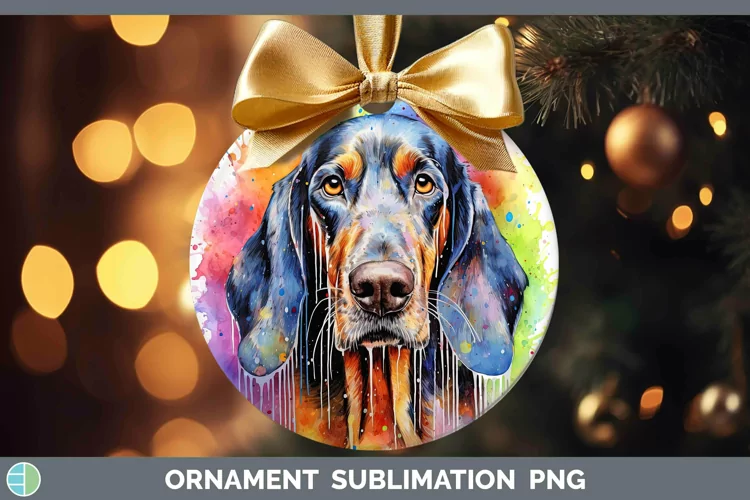 Rainbow Dog Bluetick Coonhound Ornament Sublimation Bauble D