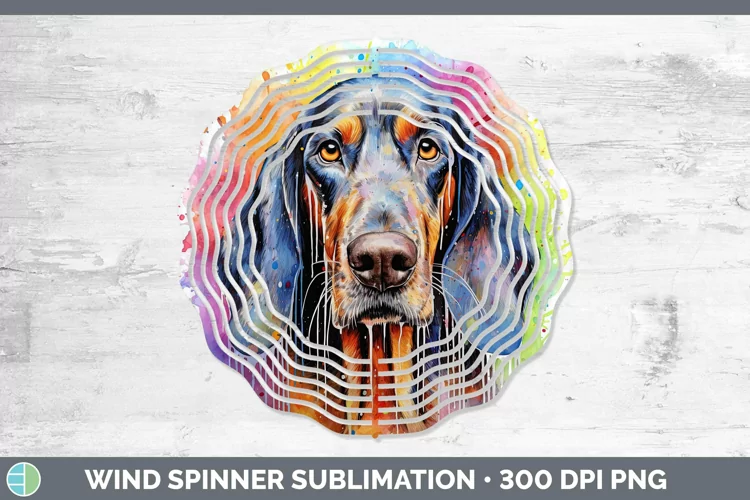 Rainbow Dog Bluetick Coonhound Wind Spinner Sublimation Spin