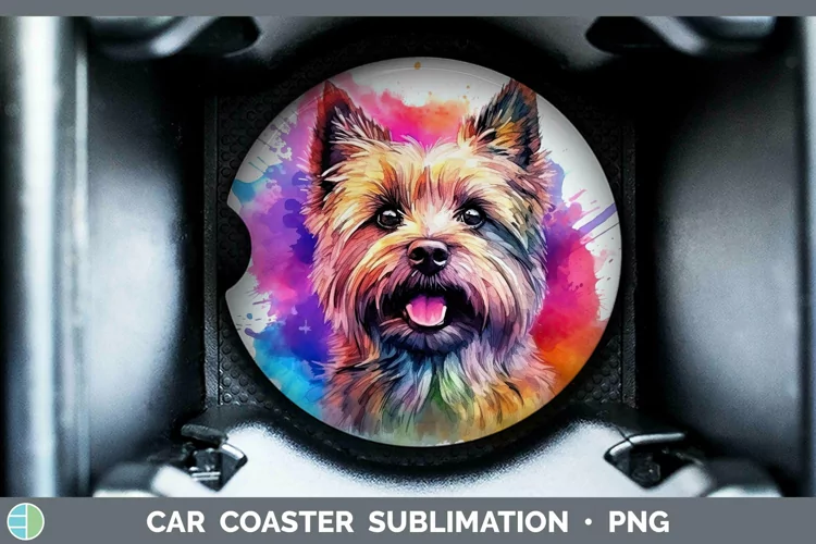 Rainbow Dog Cairn Terrier Car Coaster Sublimation Coaster De