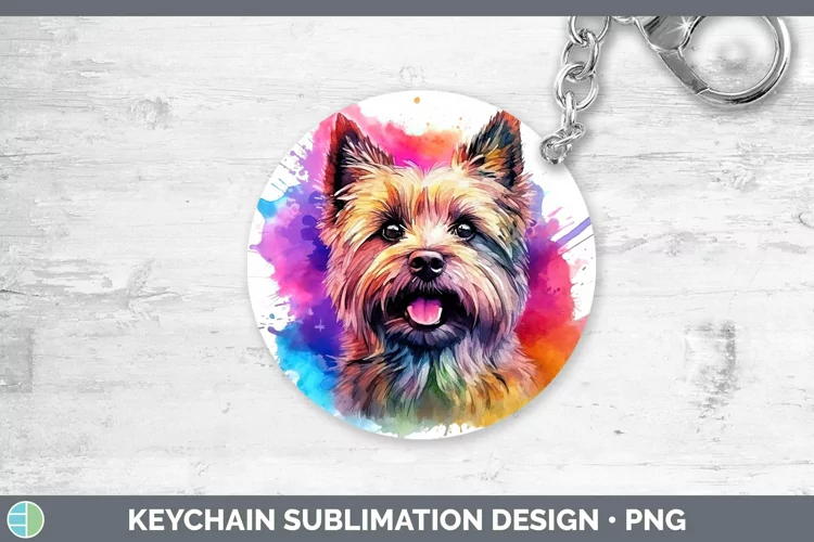 Rainbow Dog Cairn Terrier Keychain Sublimation Keyring Desig