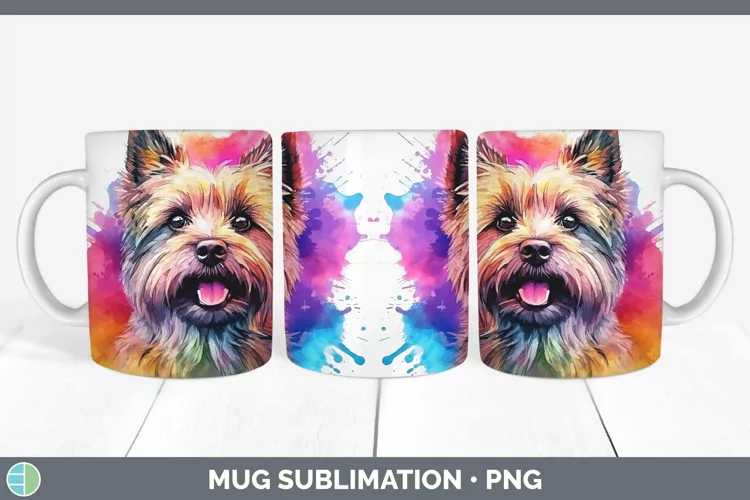 Rainbow Dog Cairn Terrier Mug Wrap Sublimation Coffee Cup De