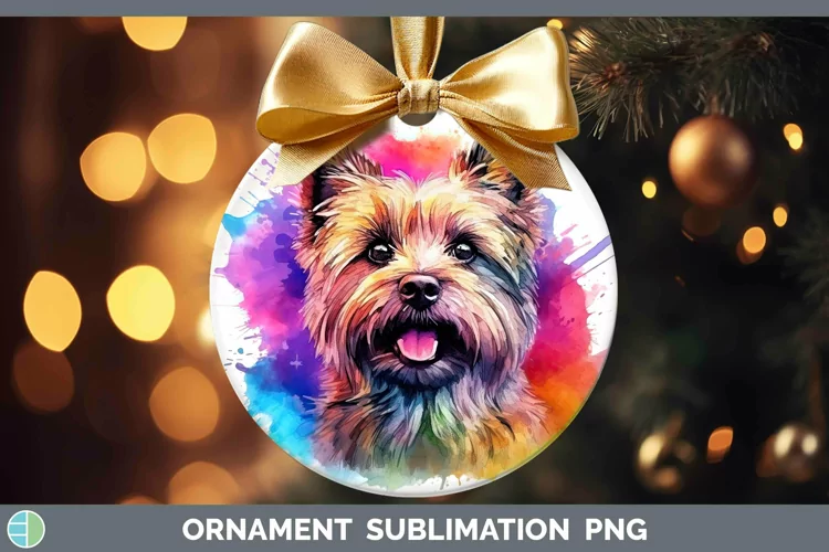 Rainbow Dog Cairn Terrier Ornament Sublimation Bauble Design
