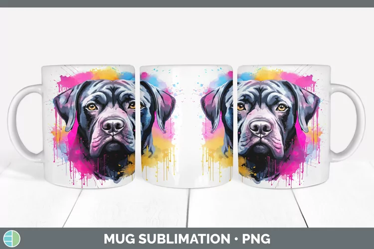Rainbow Dog Cane Corso Mug Wrap | Sublimation Coffee Cup Des