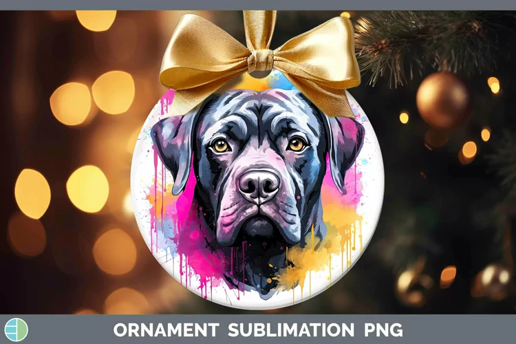 Rainbow Dog Cane Corso Ornament | Sublimation Bauble Designs