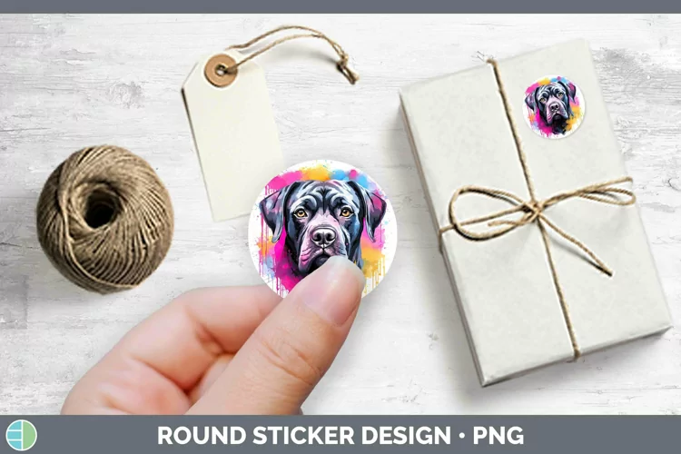 Rainbow Dog Cane Corso Stickers | Round Labels Designs