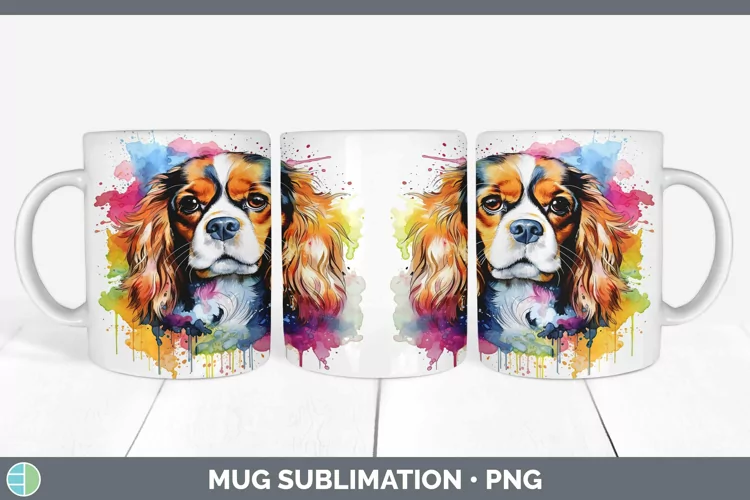 Rainbow Dog Cavalier King Charles Spaniel Mug Wrap Sublimati
