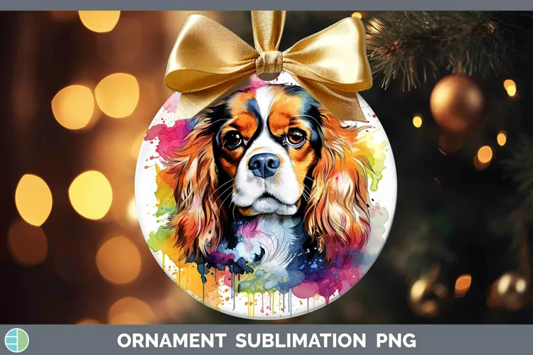 Rainbow Dog Cavalier King Charles Spaniel Ornament Sublimati